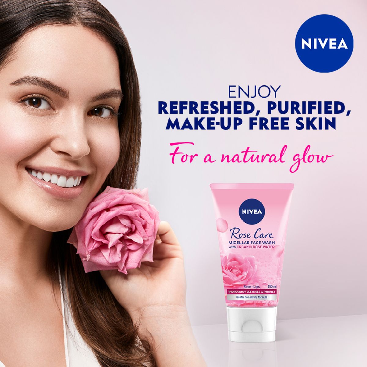 NIVEA Rose Care Micellar Face Wash with Organic Rose Water, 150ml - Image 2