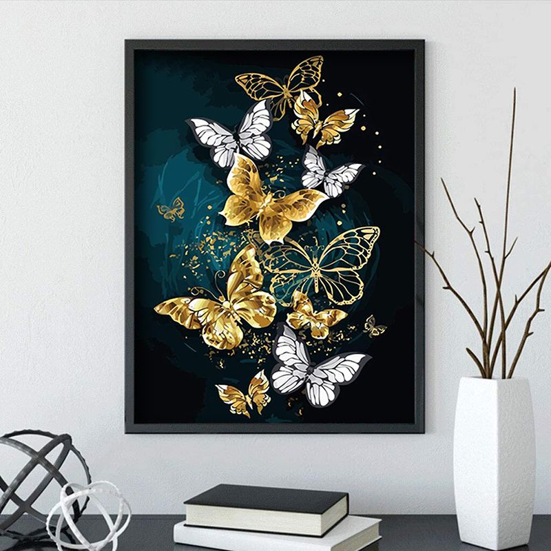 Diamond Painting DIY Kit,Full Drill, 40x30cm- White and Gold Butterflies - Image 2