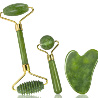 Gua Sha & Jade Roller, Face Roller, Guasha Facial Massage Tool 4 in 1