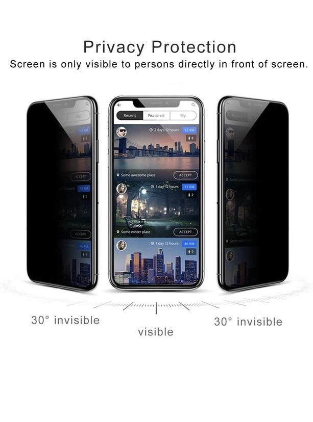 Anti Spy iPhone 11 Black Privacy Tempered Glass Screen Protector - Image 2